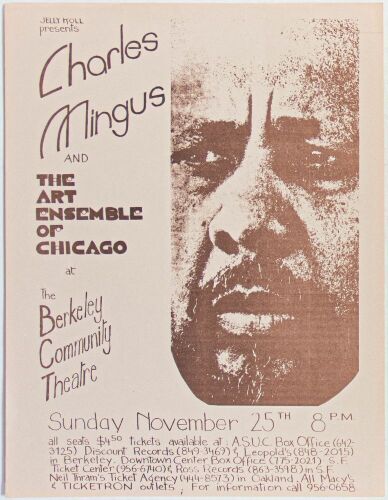 1973 Charles Mingus The Art Ensemble of Chicago The Berkeley Community Theatre Handbill Near Mint 87