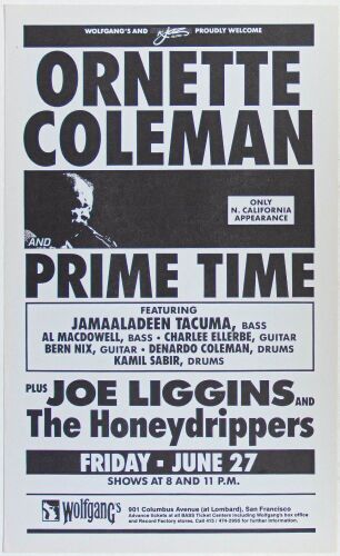 1986 Ornette Coleman & Prime Time Wolfgang's San Francisco Flyer Near Mint 89