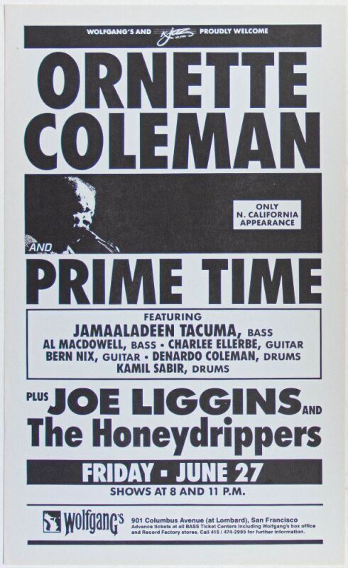 1986 Ornette Coleman & Prime Time Wolfgang's San Francisco Flyer Near Mint 89