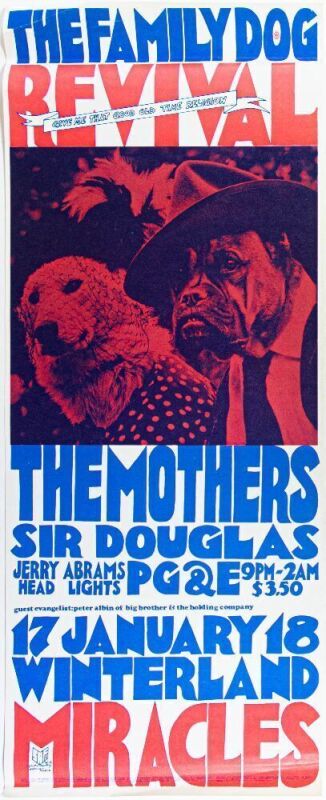 1969 FD-690117 Frank Zappa The Mothers Winterland Poster Excellent 70