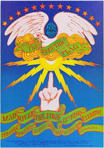 1968 FD-104 The 13th Floor Elevators Electric Flag Avalon Ballroom Poster Near Mint 89