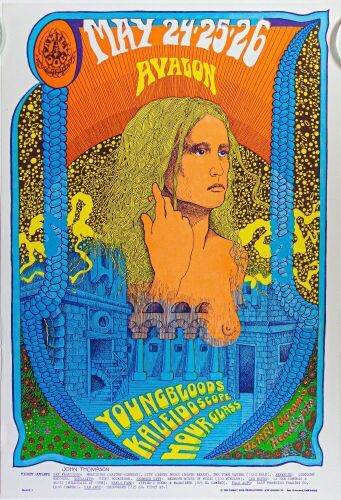1968 FD-120 Youngbloods Hour Glass Avalon Ballroom Poster Near Mint 85