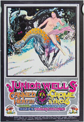 1968 FD-117 Junior Wells Canned Heat Avalon Ballroom Poster Near Mint 87