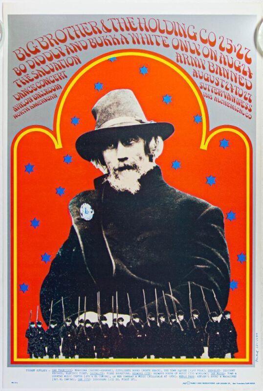 1967 FD-77 Big Brother Janis Joplin Bo Diddley Avalon Ballroom Poster Mint 90