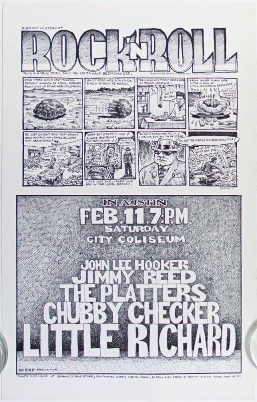 1971 Jim Franklin Little Richard John Lee Hooker City Coliseum Austin Poster Near Mint 89