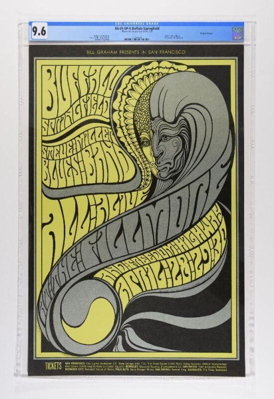 1967 BG-61 Buffalo Springfield Fillmore Auditorium Poster CGC 9.6