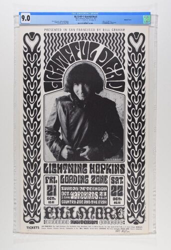 1966 BG-32 Grateful Dead Yardbirds Fillmore Auditorium Signed Wilson & Greene Poster CGC 9.0