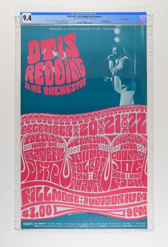 1966 BG-43 Otis Redding Grateful Dead Fillmore Auditorium Poster CGC 9.4