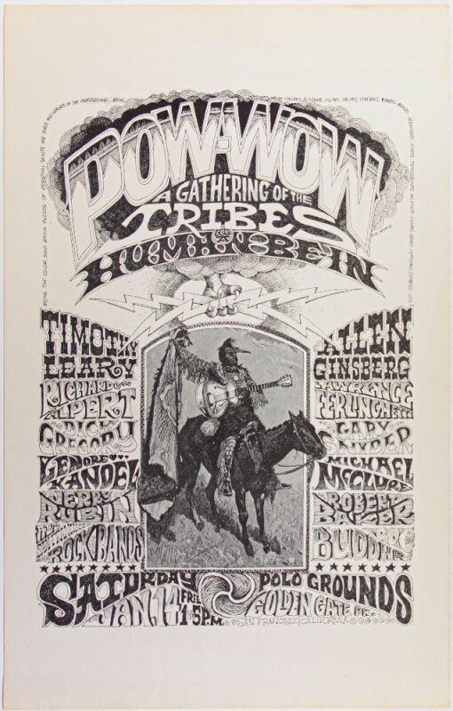 1967 AOR-2.215 Rick Griffin Grateful Dead Timothy Leary The Human Be In Golden Gate Park Poster Near Mint 83