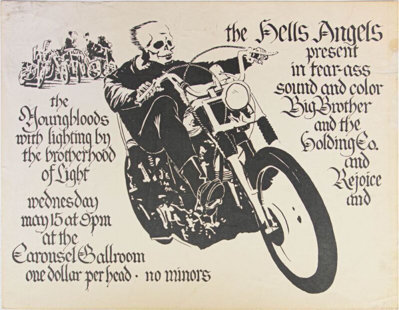 1968 AOR-2.249 Big Brother Janis Joplin Hells Angels Dance Carousel Ballroom Poster Extra Fine 69