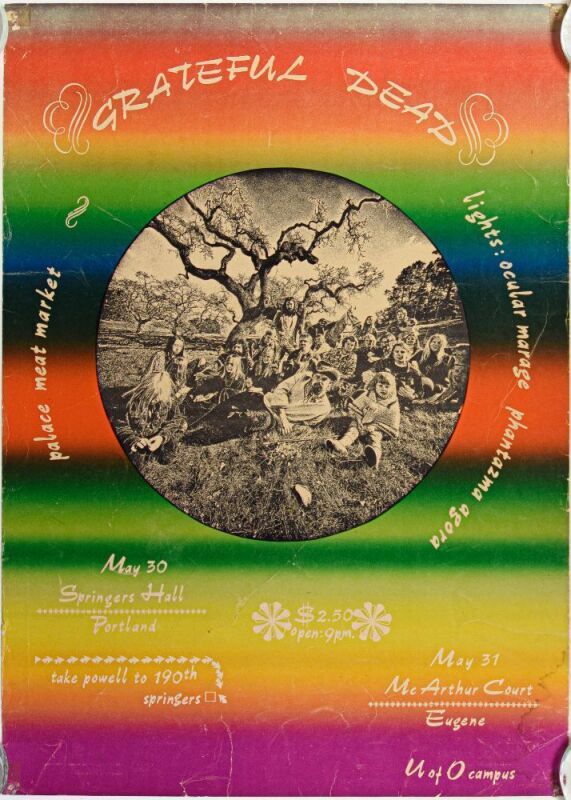 1969 Grateful Dead Springer's Hall Portland & McArthur Court Eugene Poster Extra Fine 63