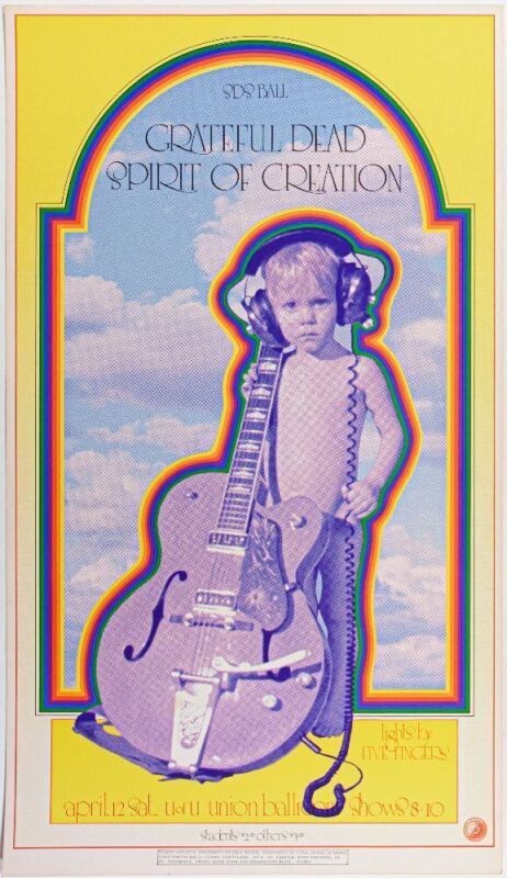 1969 AOR-4.156 Grateful Dead University of Utah Salt Lake City RP2 Poster Near Mint 83