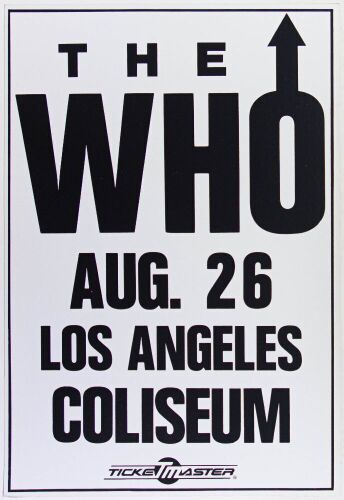 1989 The Who Los Angeles Coliseum Cardboard Poster Mint 91