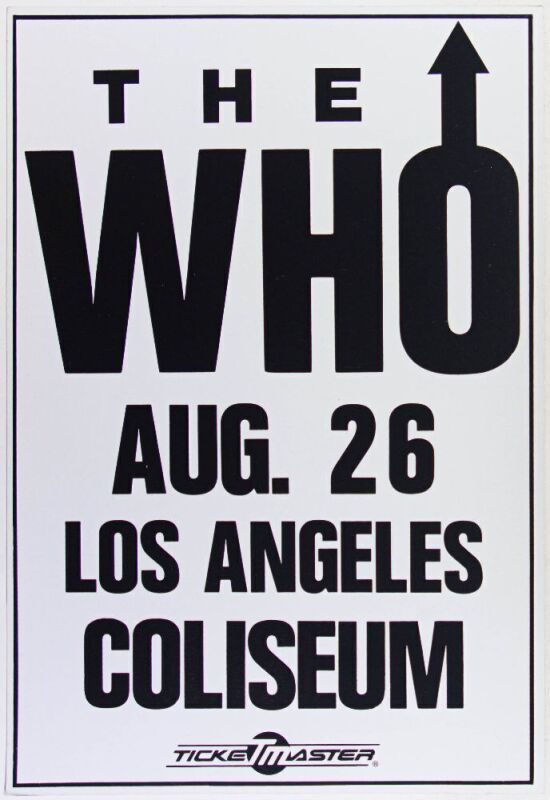 1989 The Who Los Angeles Coliseum Cardboard Poster Mint 91