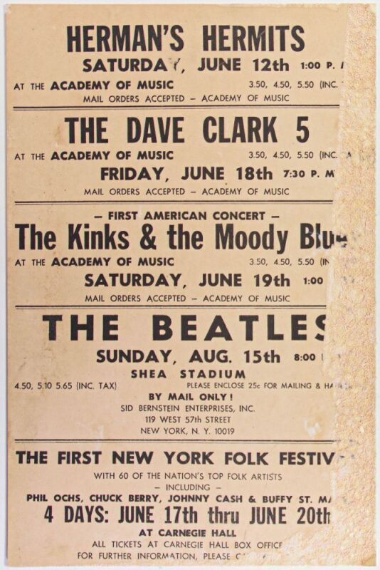 1965 AOR-2-A The Beatles Shea Stadium New York Poster Fine 51