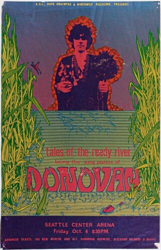 1968 John Moehring Donovan Seattle Center Arena Cardboard Poster Extra Fine 65