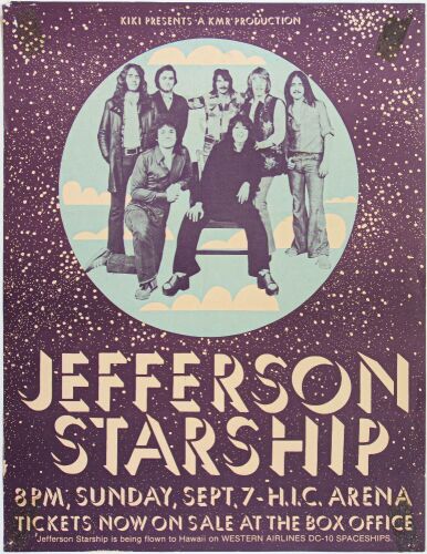 1975 Jefferson Starship Honolulu International Center Arena Poster Excellent 73