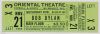 1964 Bob Dylan Oriental Theatre Unused Concert Ticket Mint 95