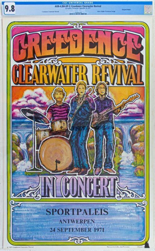 1971 AOR-4.204 Creedence Clearwater Revival Sportpaleis Belgium Poster CGC 9.8
