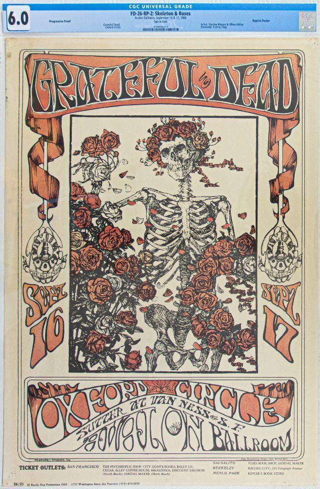 Waheed 26 Gd 1966 FD-26 Grateful Dead Avalon Ballroom Red & Black Pass RP2 Poster ...