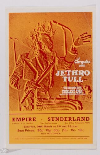 1971 Jethro Tull Steeleye Span The Empire Theatre Sunderland Handbill Excellent 71