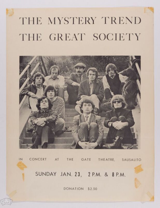 1966 The Mystery Trend The Great Society The Gate Theatre Sausalito Poster Extra Fine 65