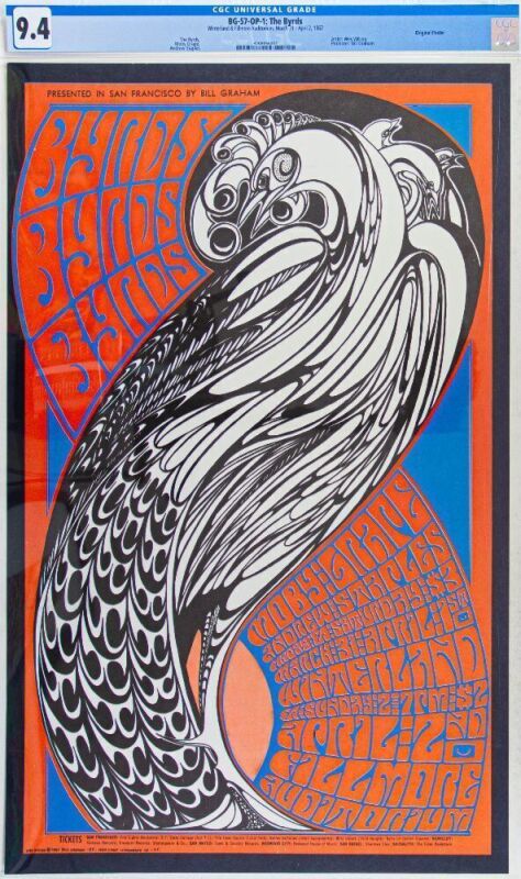 1967 BG-57 The Byrds Winterland & Fillmore Auditorium Poster CGC 9.4