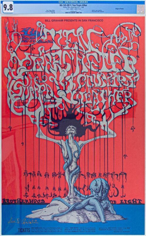 1968 BG-145 Ten Years After Country Weather Sun Ra Fillmore West Signed Conklin Poster CGC 9.8