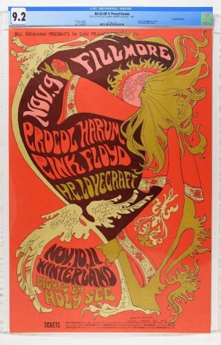 1967 BG-92 Pink Floyd Procol Harum Fillmore Auditorium & Winterland Poster CGC 9.2