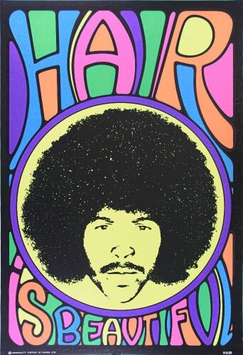 1968 Hair Is Beautiful Personality Posters of Canada INC Blacklight Headshop Poster Extra Fine 67