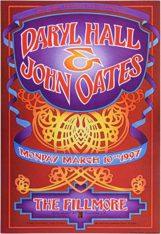 1997 NF-257 Daryl Hall & John Oates The Fillmore Poster Near Mint 89