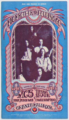 1968 G/G-680301 Big Brother Janis Joplin Grande Ballroom Detroit Postcard Extra Fine 67
