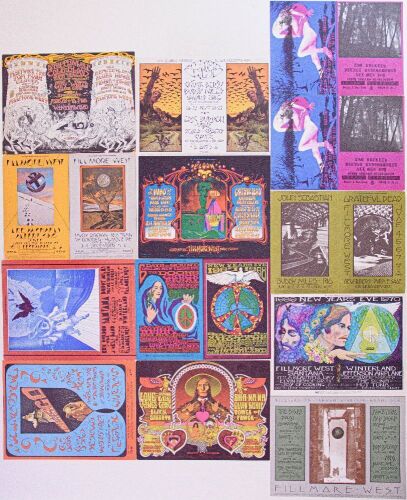 Dealers Lot of 12 Popular Bill Graham & Family Dog OPC Numbered Series Large Postcards