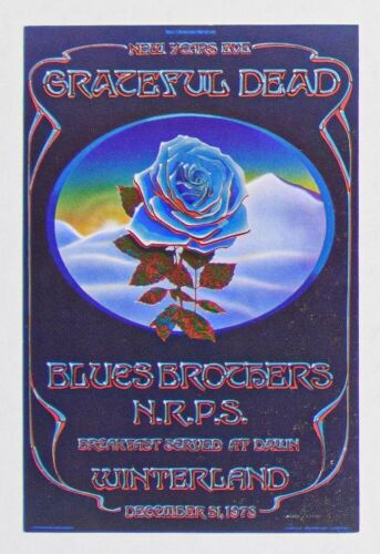 1978 AOR-4.38 Grateful Dead Winterland NYE Blue Rose Handbill Near Mint 85