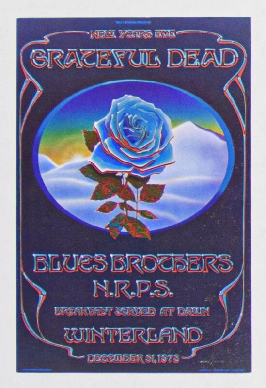 1978 AOR-4.38 Grateful Dead Winterland NYE Blue Rose Handbill Near Mint 85