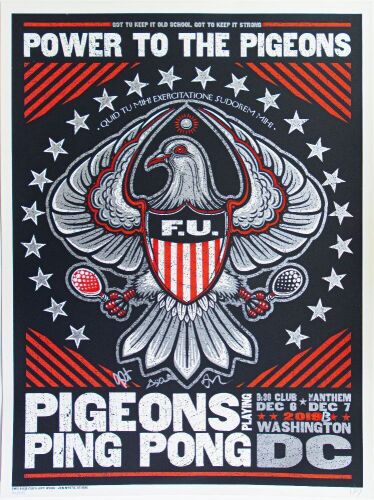 2019 Pigeons Playing Ping Pong The 9:30 Club & Anthem Washington DC LE Signed Band & Jeff Wood Poster Near Mint 87