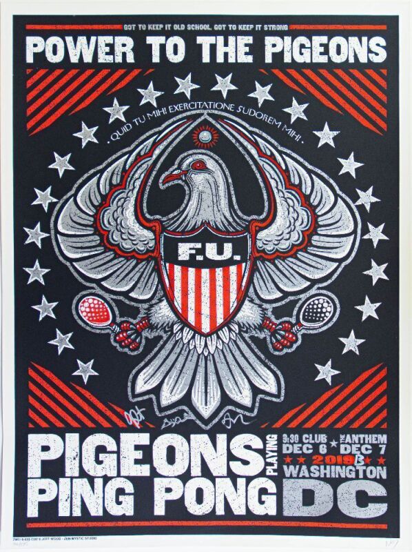 2019 Pigeons Playing Ping Pong The 9:30 Club & Anthem Washington DC LE Signed Band & Jeff Wood Poster Near Mint 87