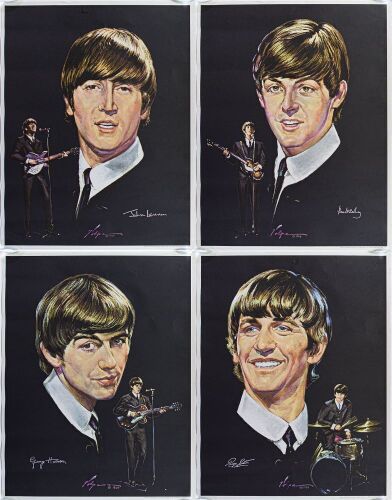1964 The Beatles Portrait Set by Nicholas Volpe Posters Excellent 75