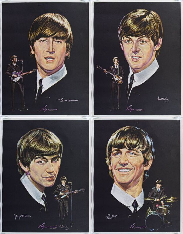 1964 The Beatles Portrait Set by Nicholas Volpe Posters Excellent 75