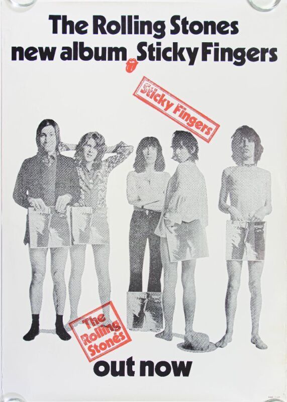 1971 Rolling Stones Sticky Fingers UK Promotional Poster Excellent 75
