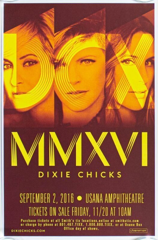 2016 Dixie Chicks Usana Amphitheatre Utah Poster Mint 91
