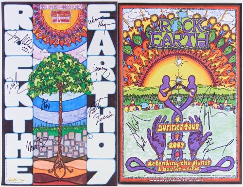 Lot of 2 Rock The Earth Signed Allman Brothers & Artists Posters
