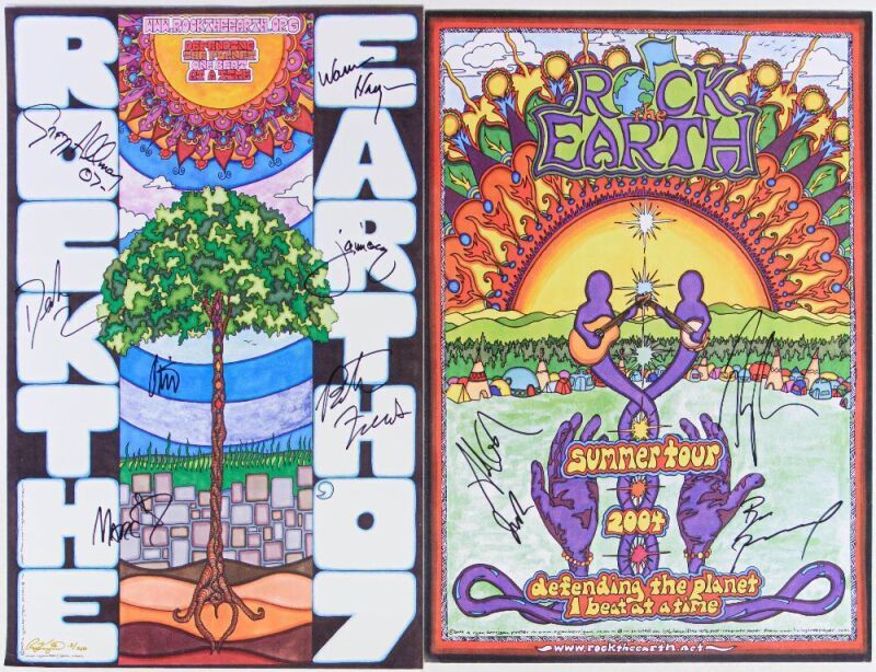 Lot of 2 Rock The Earth Signed Allman Brothers & Artists Posters
