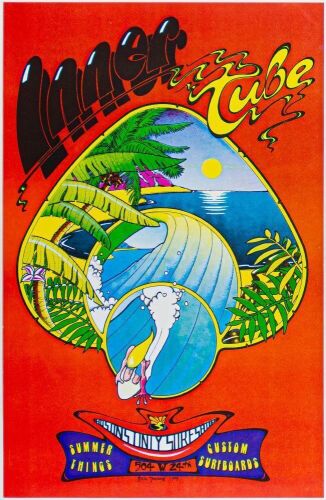 1974 Rick Turner Inner Tube Surf Shop Austin Promotional Advertising Poster Near Mint 87