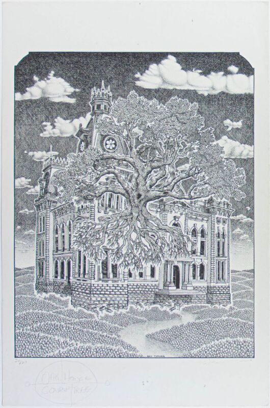 1975 Rick Turner Austin Oak Tree Court House LE Signed Turner Poster Excellent 73