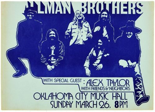 1972 The Allman Brothers Band Oklahoma City Music Hall Handbill Near Mint 81