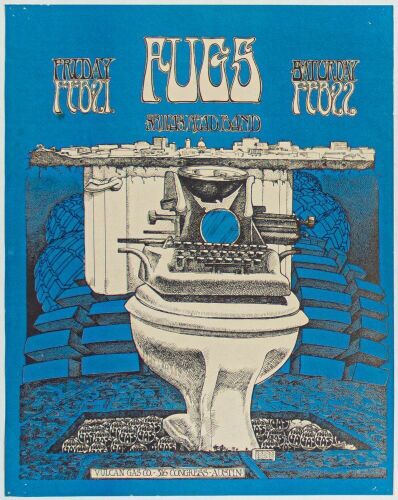 1969 VG-690221 Fugs Shiva's Headband Vulcan Gas Company Austin Handbill Near Mint 81
