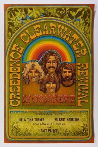 1970 Creedence Clearwater Revival Ike & Tina Turner The Salt Palace Salt Lake City Poster Near Mint 89