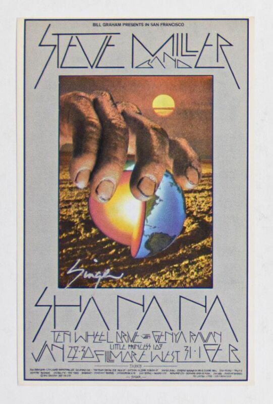 1970 BG-214 Steve Miller Fillmore West Signed Singer Postcard Near Mint 85