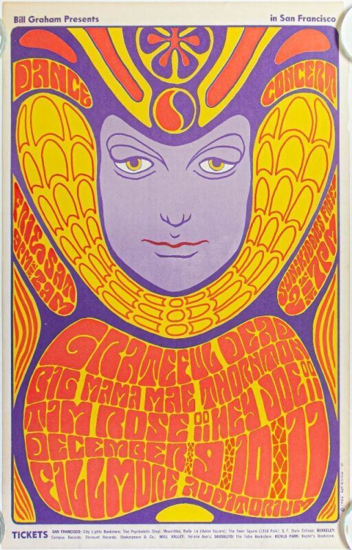 1966 BG-41 Grateful Dead Big Mama Thornton Fillmore Auditorium RP3 Poster Extra Fine 67